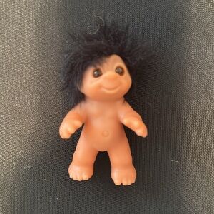 Vintage Troll doll 3” Toddler Baby black hair DAM NORFIN 1985